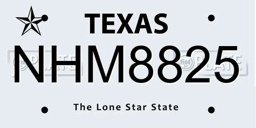 NHM8825 Texas License Plate