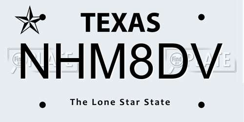 NHM8DV Texas License Plate