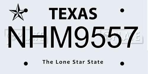 NHM9557 Texas License Plate