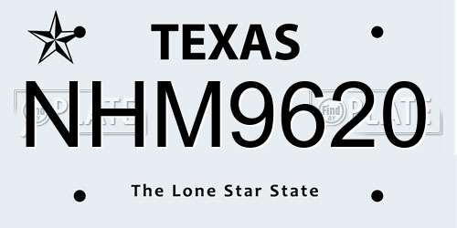 NHM9620 Texas License Plate