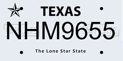 NHM9655 Texas License Plate