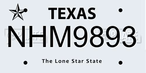 NHM9893 Texas License Plate