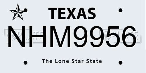 NHM9956 Texas License Plate
