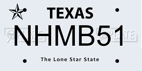 NHMB51 Texas License Plate