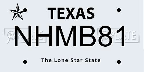 NHMB81 Texas License Plate