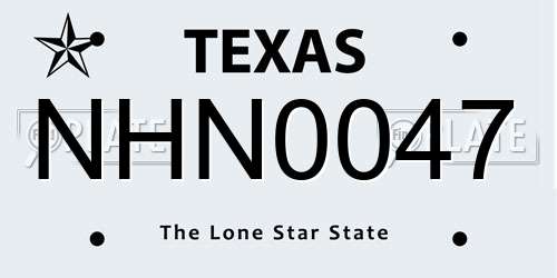 NHN0047 Texas License Plate