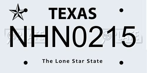NHN0215 Texas License Plate