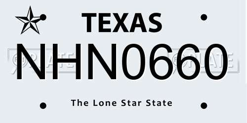 NHN0660 Texas License Plate