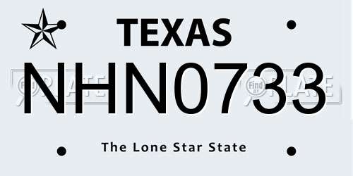 NHN0733 Texas License Plate