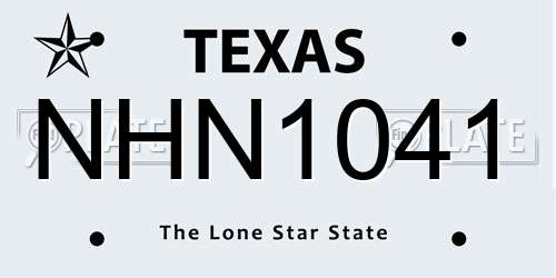 NHN1041 Texas License Plate