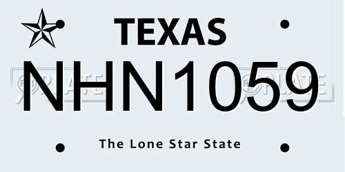 NHN1059 Texas License Plate