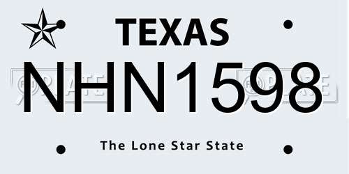 NHN1598 Texas License Plate