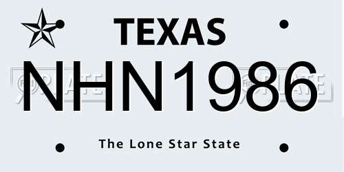 NHN1986 Texas License Plate