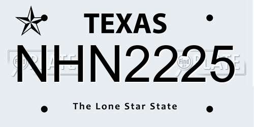 NHN2225 Texas License Plate