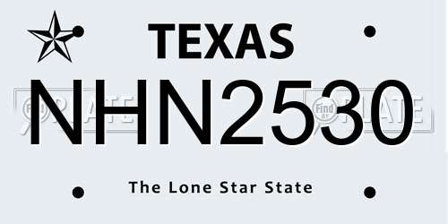 NHN2530 Texas License Plate