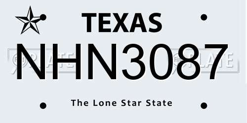 NHN3087 Texas License Plate