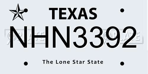 NHN3392 Texas License Plate