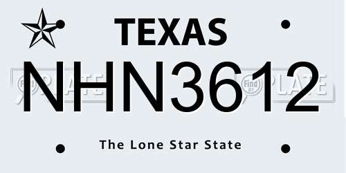 NHN3612 Texas License Plate