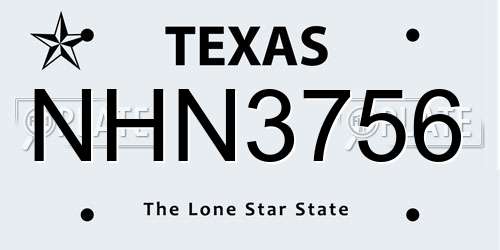 NHN3756 Texas License Plate