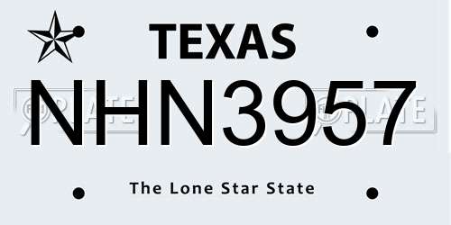 NHN3957 Texas License Plate