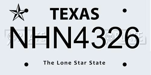 NHN4326 Texas License Plate