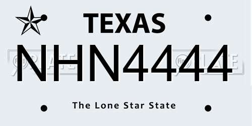 NHN4444 Texas License Plate