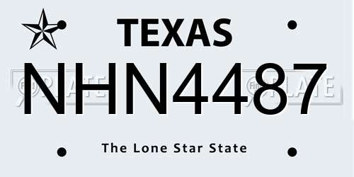 NHN4487 Texas License Plate