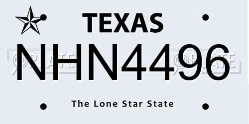 NHN4496 Texas License Plate