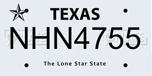 NHN4755 Texas License Plate