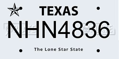 NHN4836 Texas License Plate