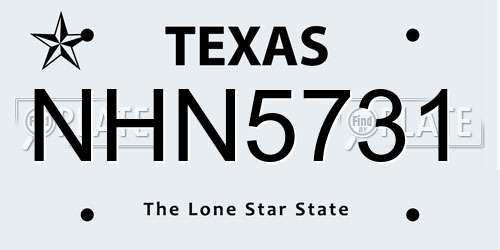 NHN5731 Texas License Plate