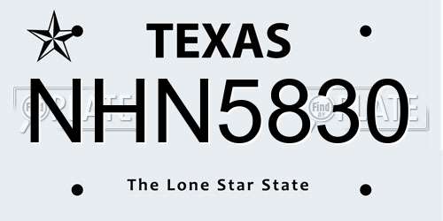 NHN5830 Texas License Plate