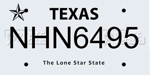 NHN6495 Texas License Plate