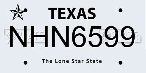 NHN6599 Texas License Plate