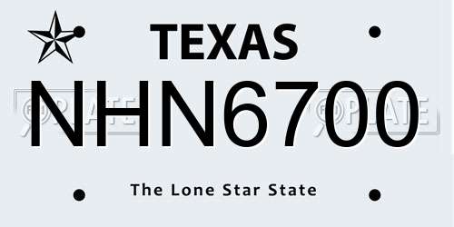 NHN6700 Texas License Plate
