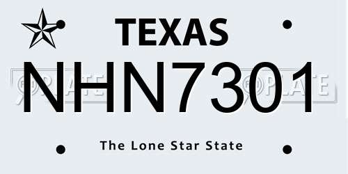 NHN7301 Texas License Plate