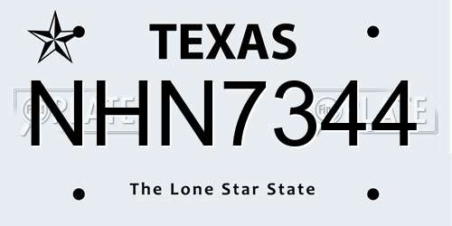 NHN7344 Texas License Plate