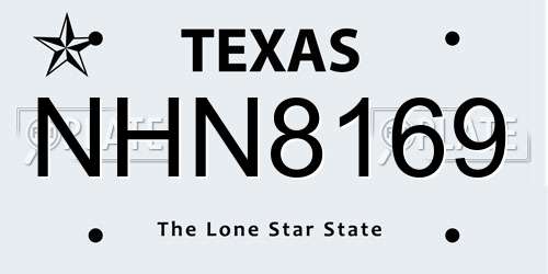 NHN8169 Texas License Plate