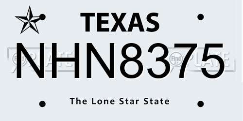 NHN8375 Texas License Plate