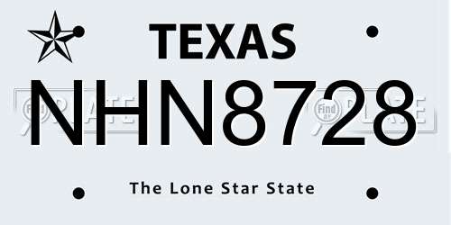 NHN8728 Texas License Plate