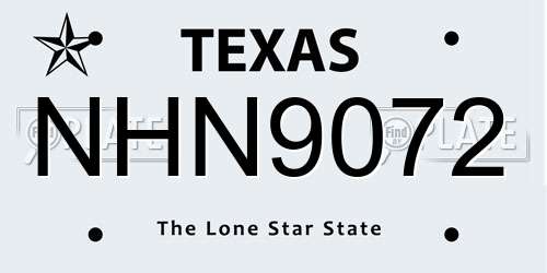 NHN9072 Texas License Plate