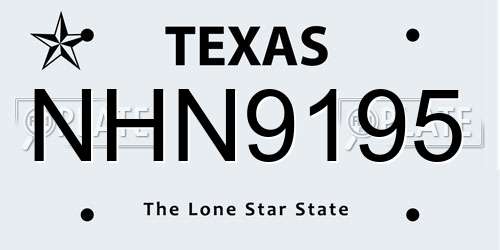 NHN9195 Texas License Plate