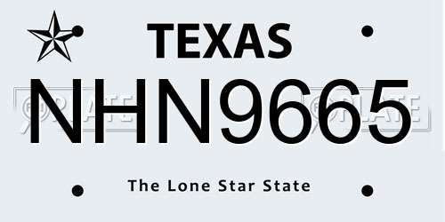 NHN9665 Texas License Plate