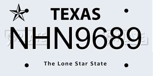 NHN9689 Texas License Plate