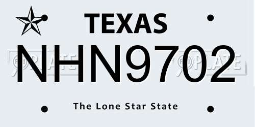 NHN9702 Texas License Plate