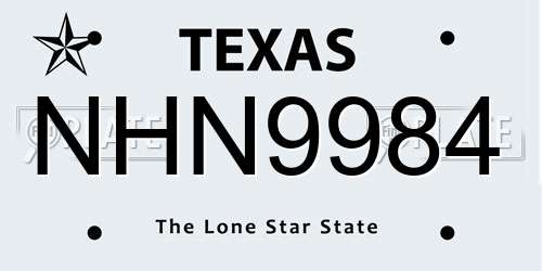 NHN9984 Texas License Plate