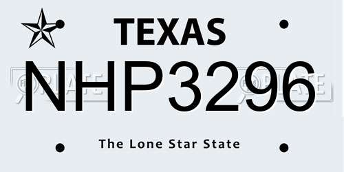 NHP3296 Texas License Plate