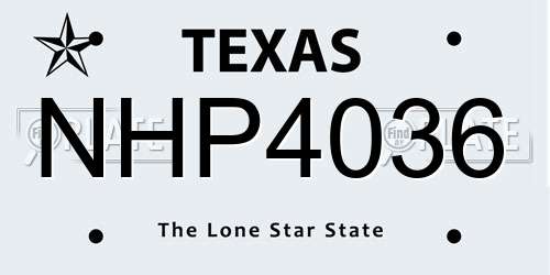 NHP4036 Texas License Plate
