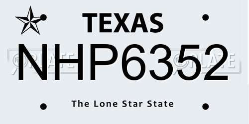 NHP6352 Texas License Plate