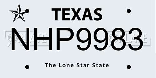 NHP9983 Texas License Plate